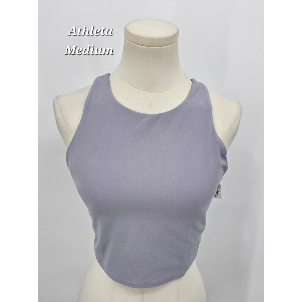 Athleta Racerback Grey Blue Conscious Crop Tank – Size M